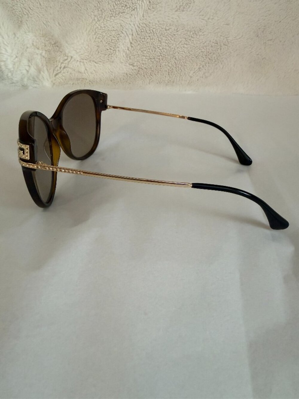 Versace Cat Eye Havana Gold Crystals VE4316-B 5148/13 57-17-140 Sunglasses - Picture 11 of 14